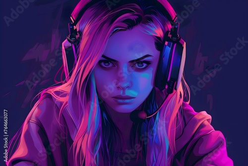 Gamer woman illustration