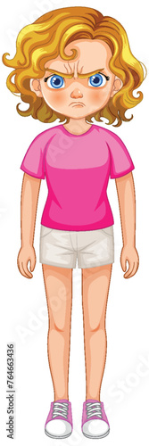 Illustration of a young girl with a displeased expression