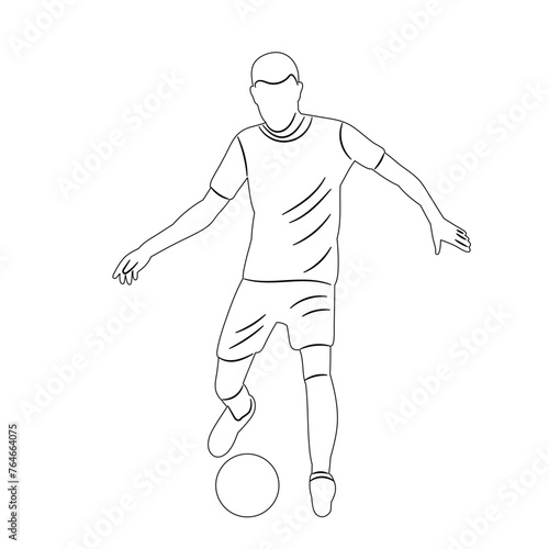 man playing football  sketch  outline  vector