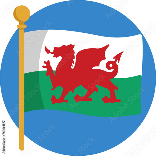 The Wales icon represents the distinctive red dragon flag, a symbol deeply rooted in Welsh mythology and history.