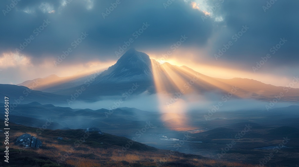 Majestic Mountain With Sunrays