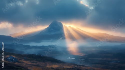 Majestic Mountain With Sunrays
