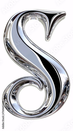 the letter s is a chrome-plated metal