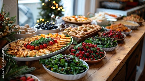 Lavish Christmas Buffet with Various Delicacies