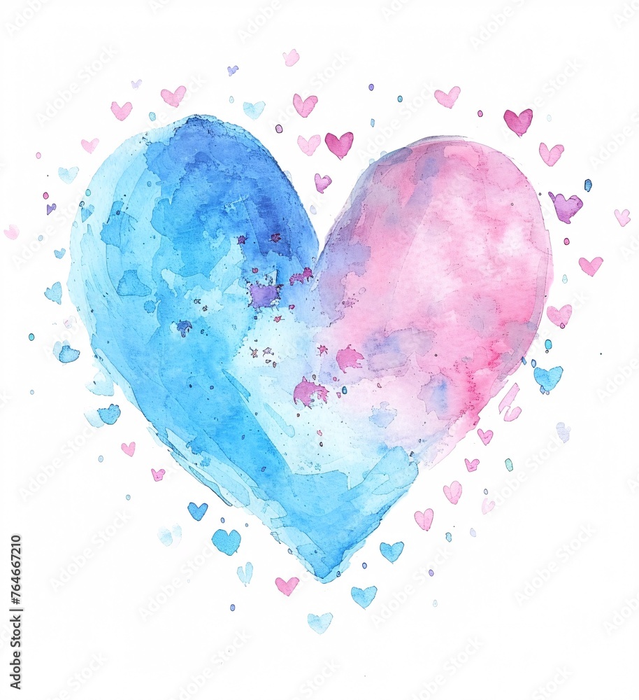 Watercolor Heart on white background