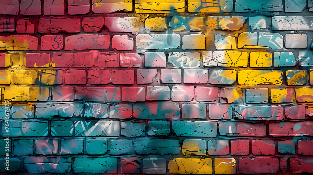 Naklejka premium Vibrant graffiti wall