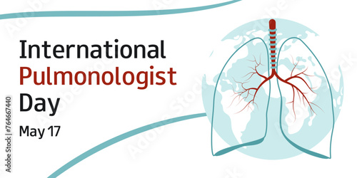 International Pulmonologist Day. 17. Medical holiday. Horizontal vector template for banner, greeting card, presentation, flyer. 