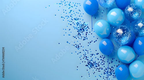 Festive blue balloons background - design party banner