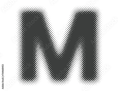 ハーフトーンのアルファベット　大文字　M