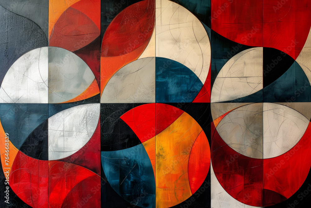 Fototapeta premium Colorful geometric abstract fine art painting.