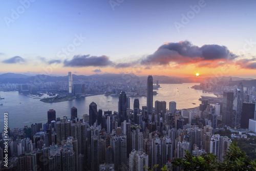 Sunrise Over Victoria Harbour: A Hong Kong Panorama at the Peak © Bossa Art
