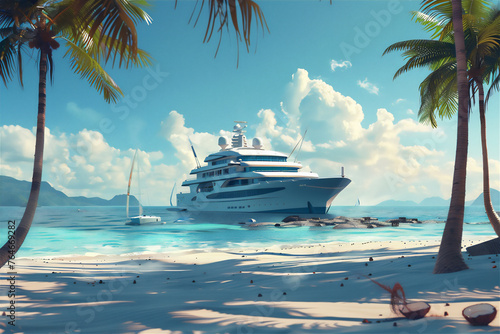 Luxury Cruise Ship in the ocean in summer