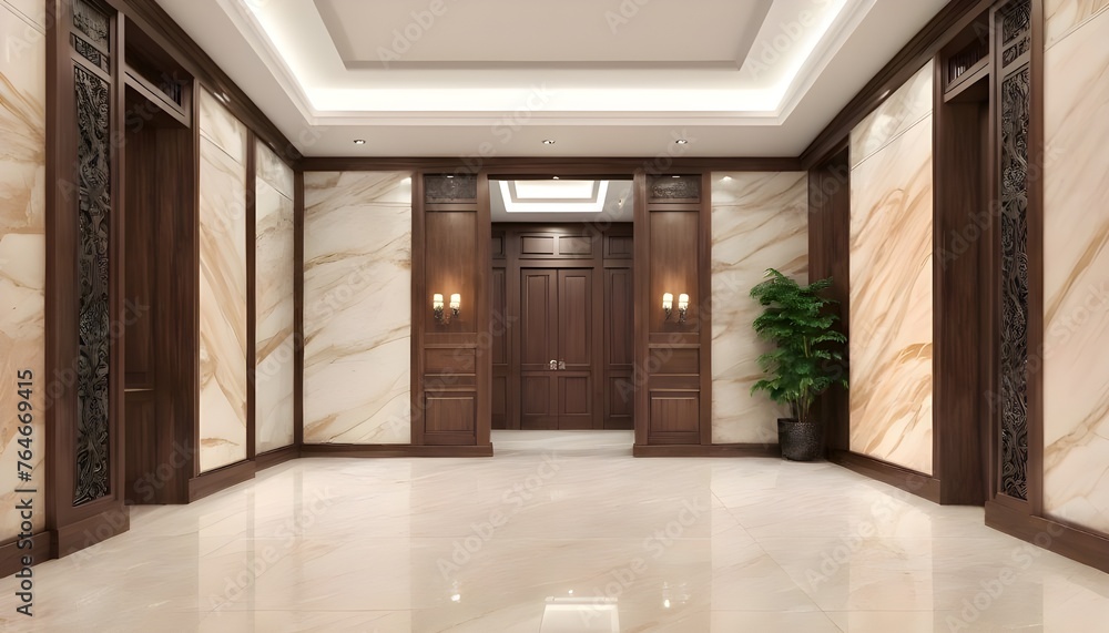 corridor in a hotel podium background