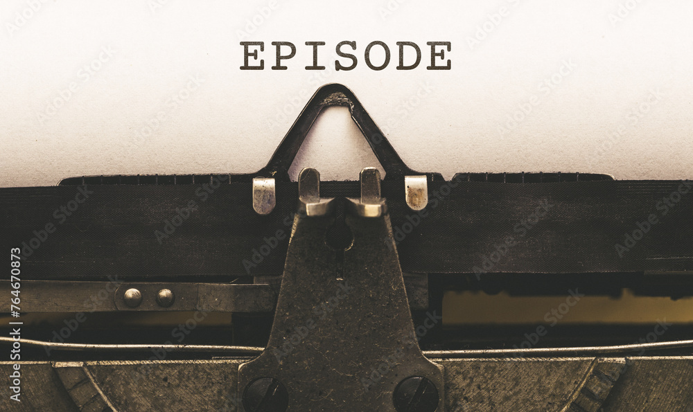Episode headline written on vintage type writer from 1920s