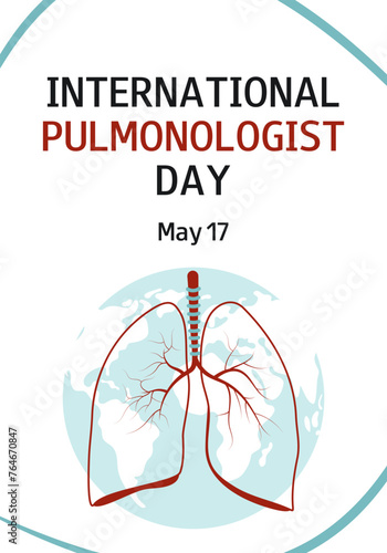 Vector background with human lungs and text. International Pulmonologist Day. May 17. Professional holiday. Medicine illustration. 