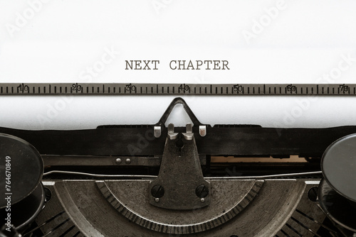 Obraz na płótnie Next Chapter headline written on vintage type writer from 1920s w salonie