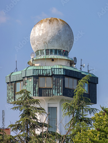 Doppler Radar Antenna Weather Surveillance Meteorogical Station Tower photo