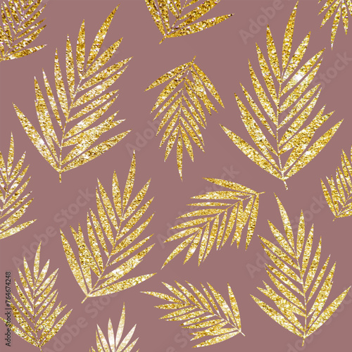 elegant background with glittery gold leaf pattern design 