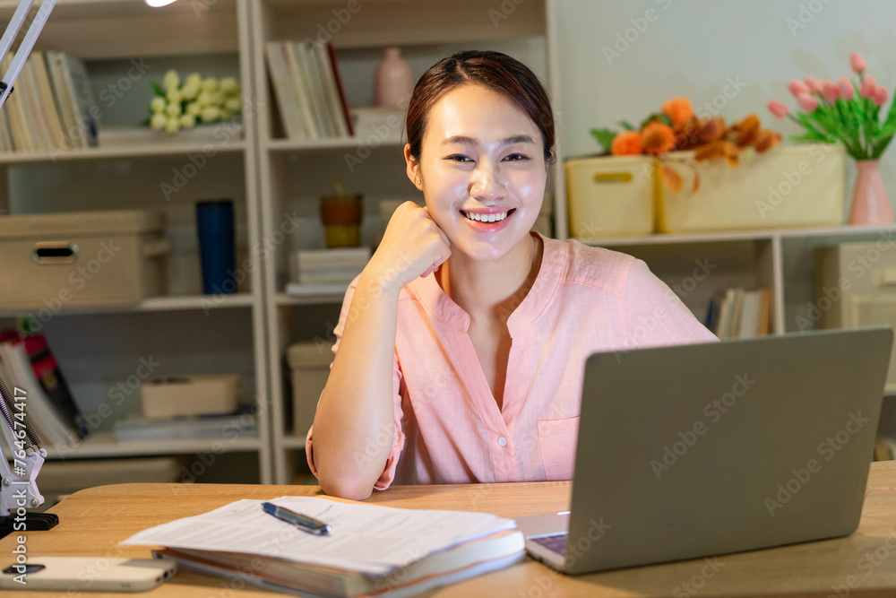 Young Asian woman working late at midnight Young Asian woman working late at midnight