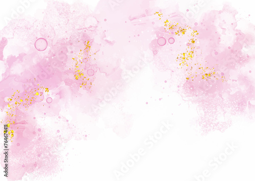 pastel pink hand painted background with gold glitter 