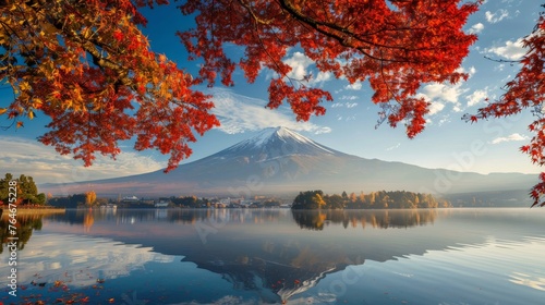 The colorful autumn season and Mount Fuji with its morning mist and red leaves at Lake Kawaguchiko are among the best in Japan.