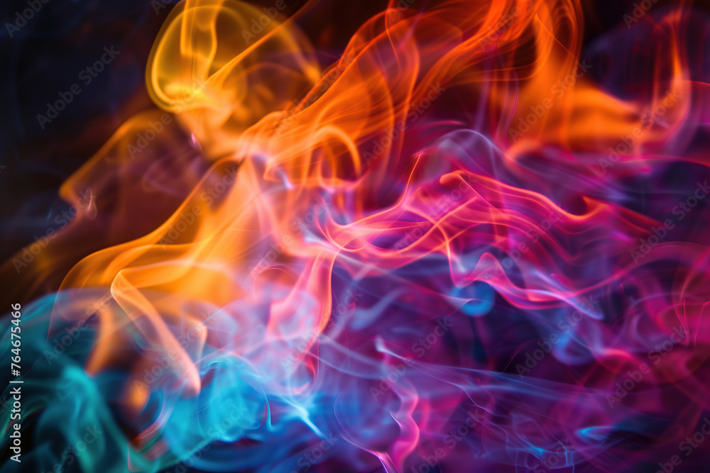 close up horizontal image of colourful flames abstract background