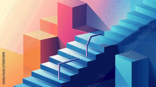 Vector illustration of a business infographic made from stairs.