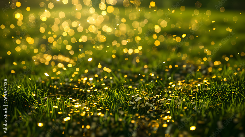 Golden confetti on the grass