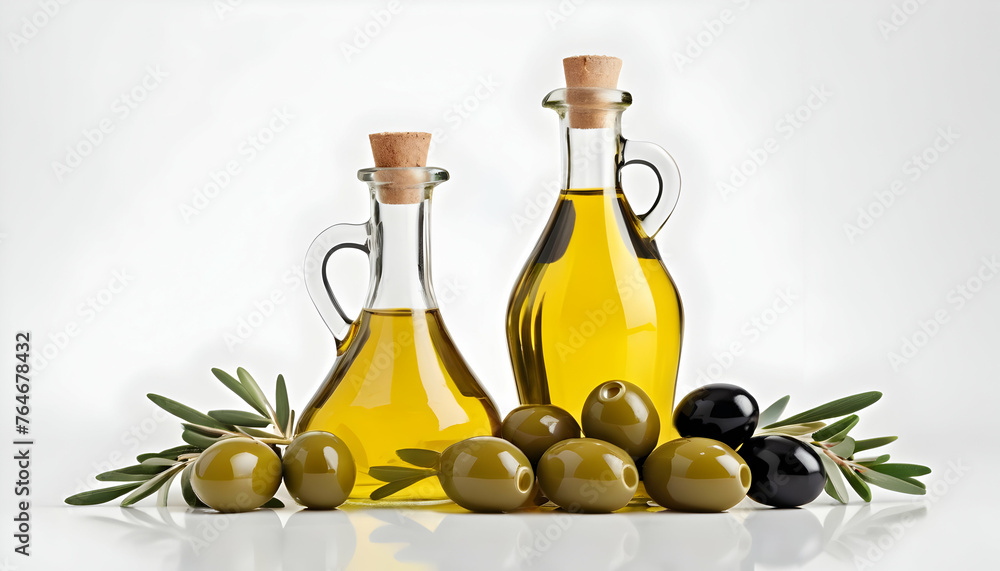 Bottle of olive oil and vinegar isolated on white background Bottle of olive oil and vinegar isolated on white background