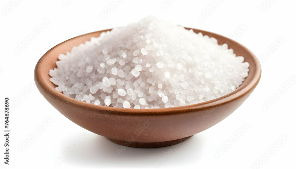 bowl of coarse grained salt isolated on white background bowl of coarse grained salt isolated on white background