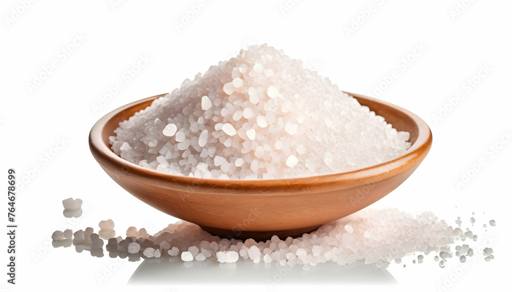 bowl of coarse grained salt isolated on white background bowl of coarse grained salt isolated on white background