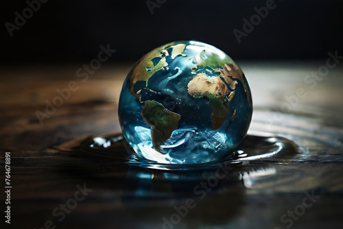 glass globe on a black background  environment day concept  AI Generative