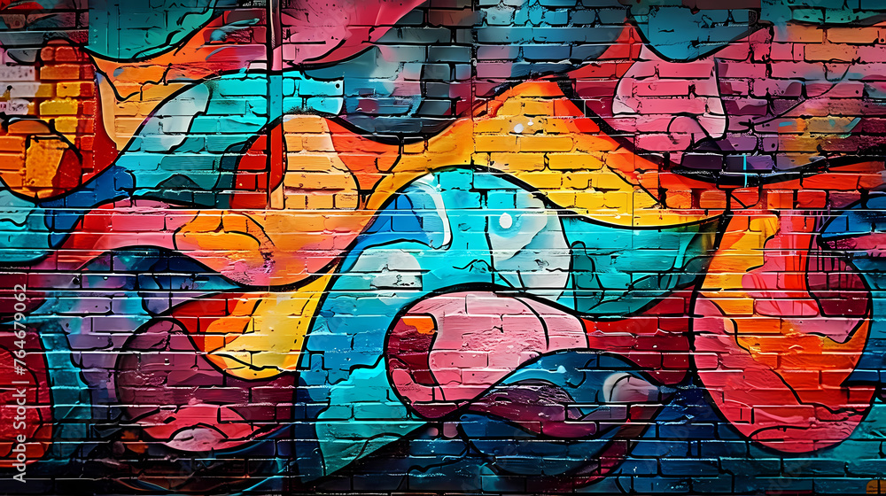 Abstract graffiti painting on concrete wall Abstract graffiti painting on concrete wall