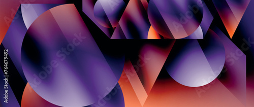 Captivating abstract backdrop composed of interlocking triangles and circles, forming an intriguing dance of shapes and patterns that exude both elegance and modernity