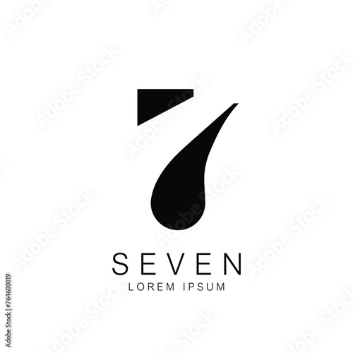 7, 7 Logo, Seven, Black Color, Vector Template Design element for birthday, invitation, wedding, jubilee and greeting card illustration.