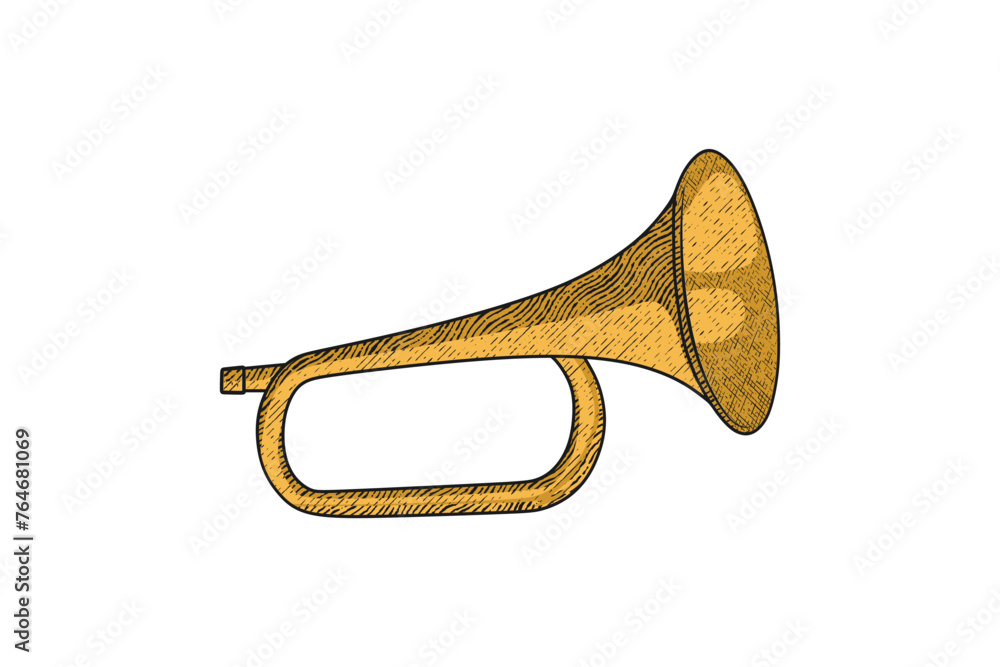 Hand drawn trumpet logo design inspiration Isolated On white Backgrounds Hand drawn trumpet logo design inspiration Isolated On white Backgrounds