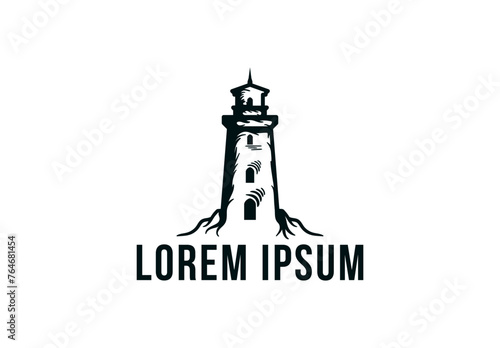 Hand Drawn Lighthouse, Searchlight, marine logo