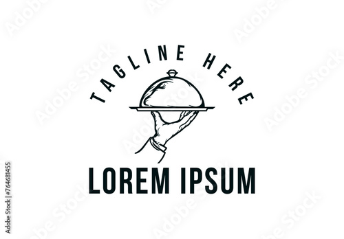 Food Tray on the Hand / Waiters Serving Icon Vector