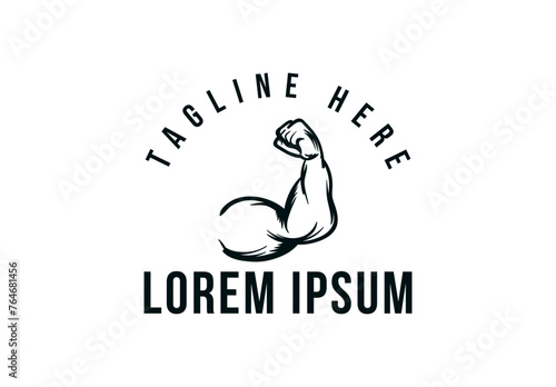hand drawn Flexed Biceps. Biceps muscle logo