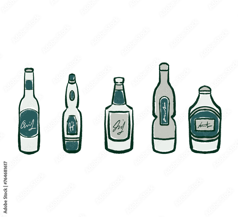 ボトルのイラストセット ボトルのイラストセット