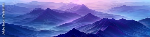 serene mountain peaks in purple and blue digital landscape