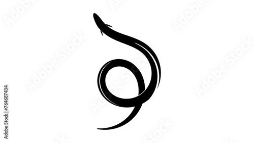 Eel emblem, black isolated silhouette