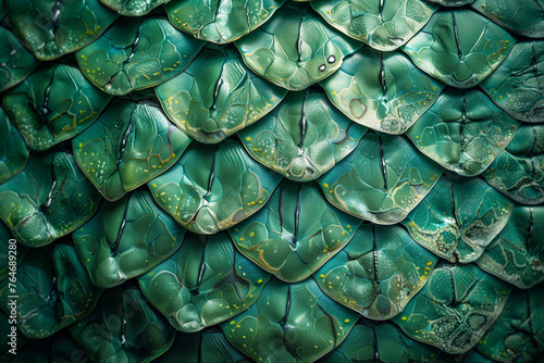 Snake skin background, pattern with green reptile skin