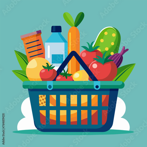Healthy food brand: Vector basket