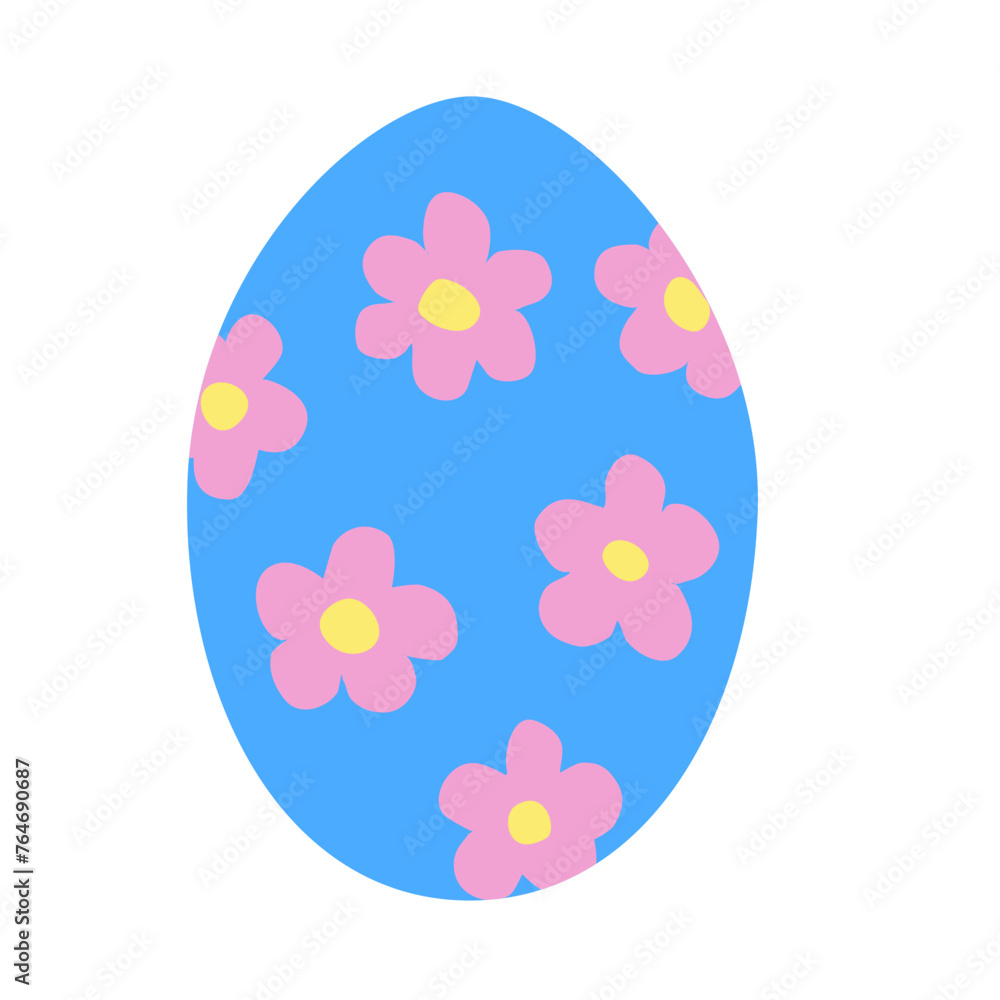 Egg with simple flower pattern, Easter holiday design element, vector
