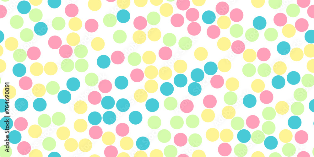 Seamless pattern with colourful dots on white, birthday or holiday background, vector