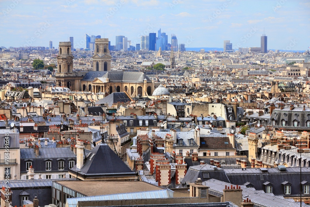 Paris city skyline with 6th Arrondissement - obrazy, fototapety, plakaty 