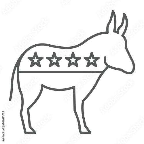Democratic donkey line icon, outline style icon for web site or mobile app, election and politics, democratic donkey vector icon, simple vector illustration, vector graphics.