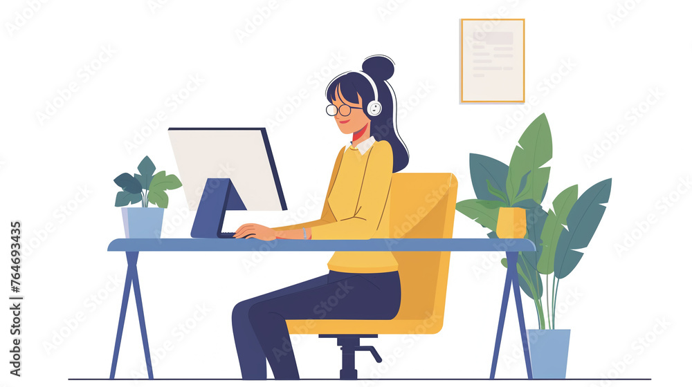 Customer service representative helping a client. Customer service representative helping a client.
