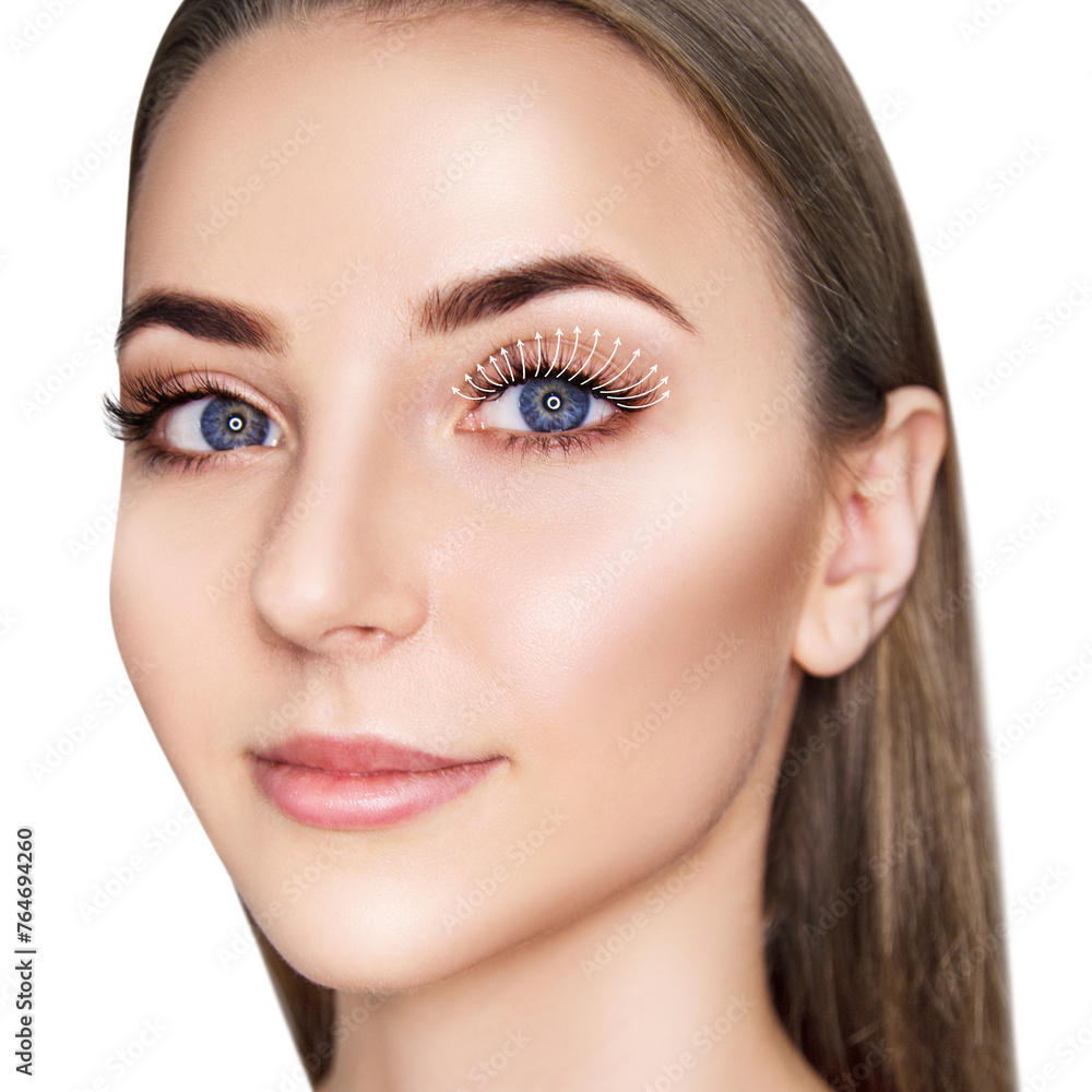 Female eyes with arrows on eyelashes. Female eyes with arrows on eyelashes.